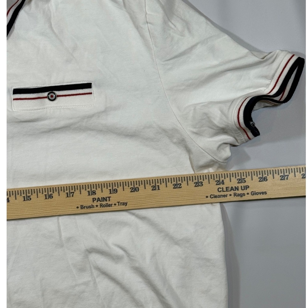 Ben Sherman Polo Shirt Mens XXL White Short Sleeve Tipped Collar Mod Indie Retro - Picture 8 of 9